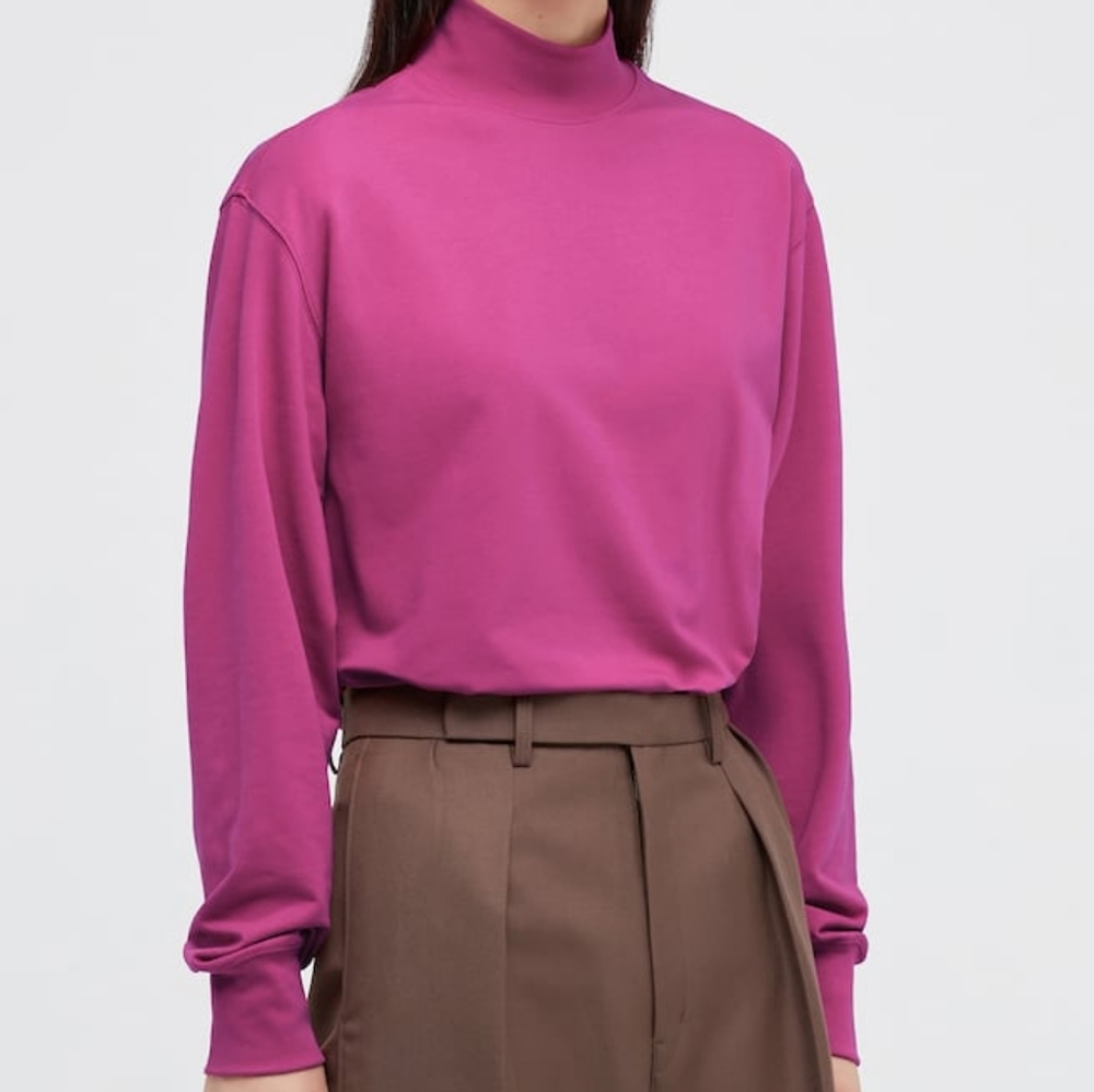 Uniqlo Heattech Mock Neck Fleece Top Sz L
